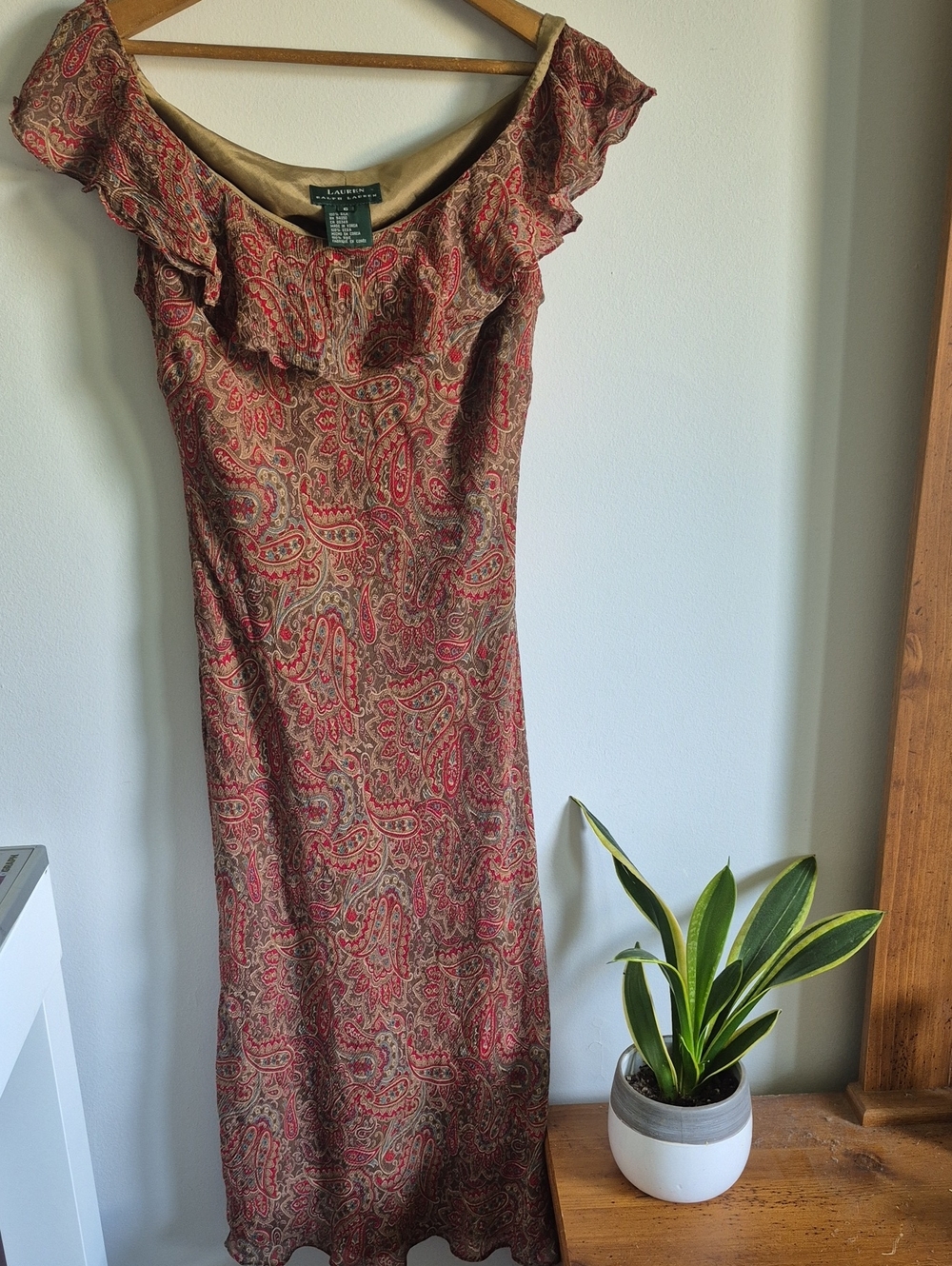 100% Silk Lauren Ralph Lauren Paisley Midi Dress